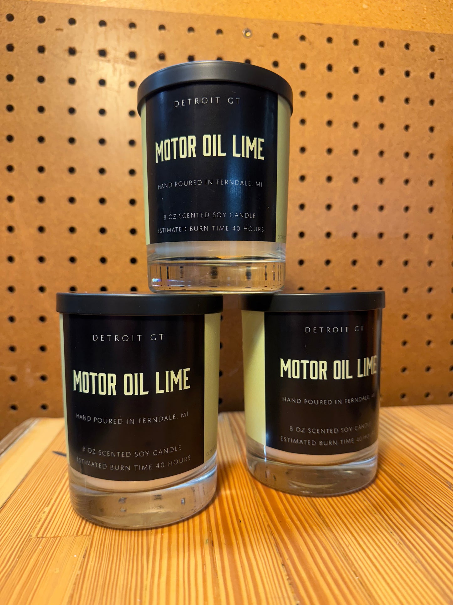 Motor Oil Lime candle