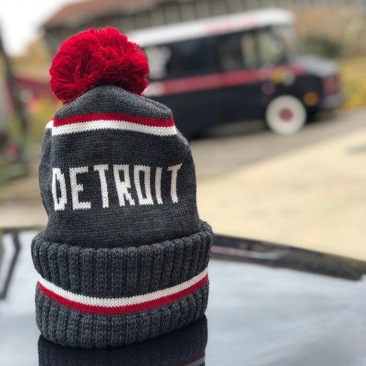 Detroit - Red Pom Beanie