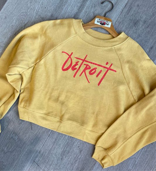 Gold Detroit raglan sweatshirt